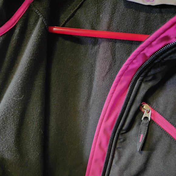 Women's Large FreeTech Black w/ Pink Accents Full Zip Hooded Jacket - Picture 8 of 10